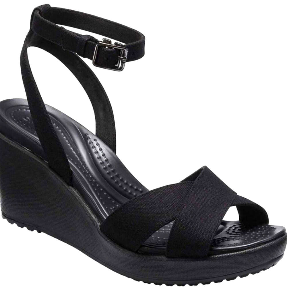 Crocs Leigh 2 Cross Strap Ankle Wedge, Women's size 8